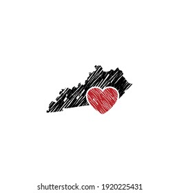 Kentucky Map And Heart Logo Design Template