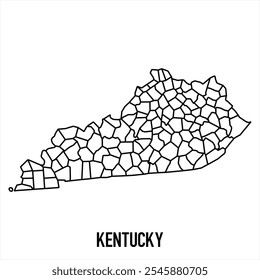 Kentucky map icon isolated on white background. Outline map. Simple line icon. Vector illustration