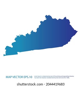 KENTUCKY map , infographic style , blue gradient color , on white background with Map World. Wire frame 3D mesh ,