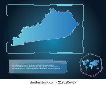 KENTUCKY Map tecnología de infografía azul Color del fondo de la colección