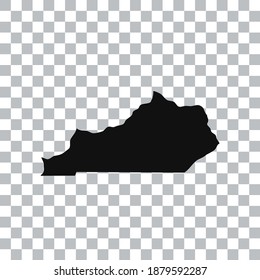 Kentucky map isolated on transparent background. Black map for your design. Vector illustration, easy to edit.