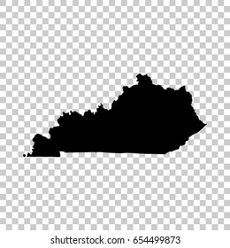 Kentucky map isolated on transparent background. Black map for your design. Vector illustration, easy to edit.