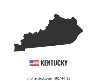 Kentucky map isolated on white background silhouette. Kentucky USA state. American flag. Vector illustration.