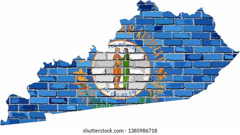 Kentucky map on a brick wall - Illustration