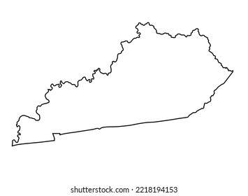 KENTUCKY Map shadow in minimal line outline thin shape isolated vector illustration