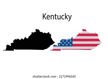 Ilustración de silueta de mapa de Kentucky y vectores de iconos 