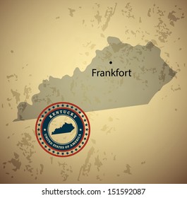 Kentucky map with stamp vintage vector background