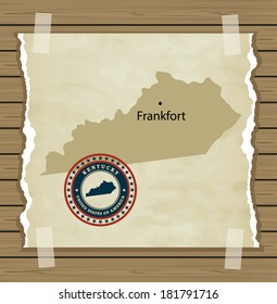 Kentucky map with stamp vintage vector background