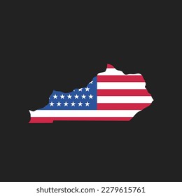 Kentucky. Karte des Staates und der amerikanischen Flagge. Vektorgrafik.