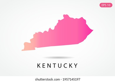 Kentucky Map - USA, United States of America map, World Map International vector template with Pink gradient color isolated on white background - Vector illustration eps 10