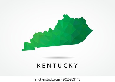 Kentucky Map - USA, United States of America map, World Map International vector template, low polygon style with green color isolated on white background - Vector illustration eps 10