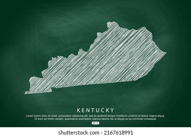 Kentucky Map - USA, United States of America Map vector template with white outline graphic sketch and old school style  isolated on Green Chalkboard background - Vector illustration eps 10