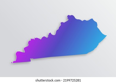 Kentucky Map - USA, United States of America Map vector with 3D, paper style including shadow and Gradient blue, purple color on grey background for design, infographic - Vector illustration eps 10