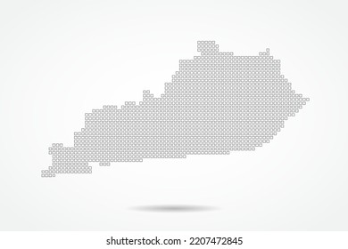 Kentucky Map - USA, United States of America Map vector template with square pixel thin black and outline sketch style isolated on white background for education, design - Vector illustration eps 10