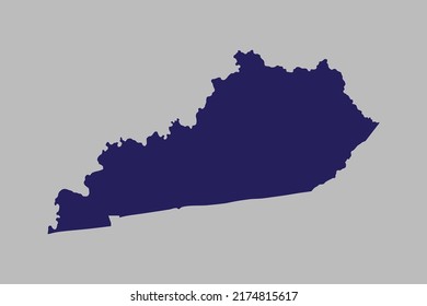 Kentucky map vector, blue color, Isolated on gray background