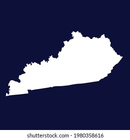 KENTUCKY map vector. white color on blue background.