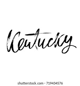 Kentucky. Modern dry brush lettering. Retro typography print. Vector handwritten inscription. USA state.