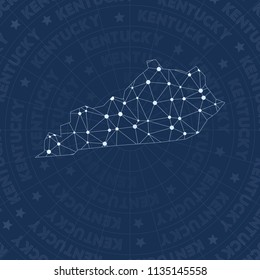 Kentucky network style US state map. Uncommon space style, modern design for infographics or presentation.