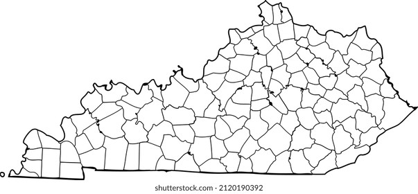 Kentucky - mapa esquemático con los condados