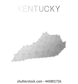 Kentucky polygonal vector map. Molecular structure US state map design. Network connections polygonal Kentucky map in geometric style for your infographics.