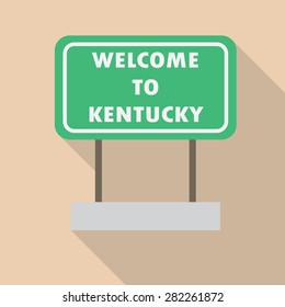 Kentucky road sign. Flat style with long shadow. Vector EPS10