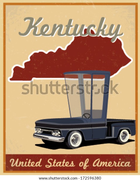Kentucky road trip vintage\
poster