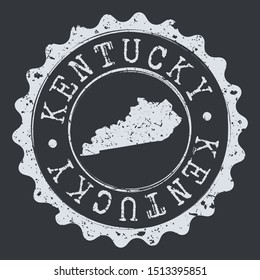 Kentucky Seal Map. Silhouette Postal Passport Stamp. Round Vector Icon Postmark.