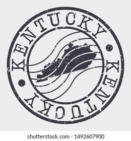 Kentucky Stamp Postal. Map Silhouette Seal. Passport Round Design. Vector Icon. Design Retro Travel.