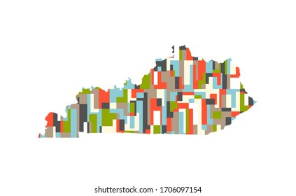 Kentucky State Abstract rectangular color pattern Map. Vector Design illustration