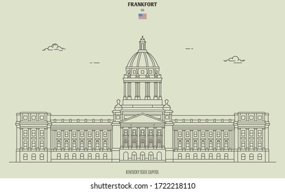 Kentucky State Capitol in Frankfort, USA. Landmark icon in linear style