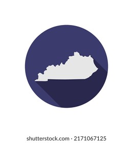 Mapa del círculo del estado de Kentucky con sombra larga