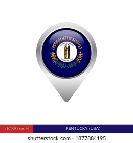Kentucky State Flag Map Pin Icon Vector Illustration Design Template.