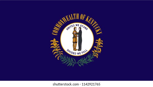 Kentucky State Flag Seal Love Heart United States America American Illustration