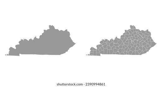 Kentucky state gray maps. Vector illustration.