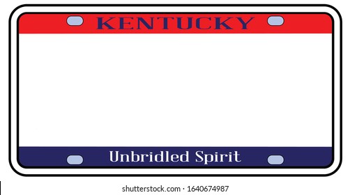 Kentucky state license plate in the colors of the state flag with the flag icons over a white background