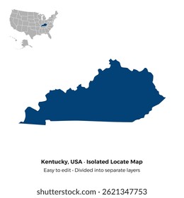 Kentucky State, Locate Isolated Map Shilloutte