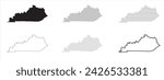 Kentucky State Map Black. Kentucky map silhouette isolated on transparent background. Vector Illustration. Variants.