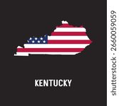 Kentucky state map contour. In style of USA flag.