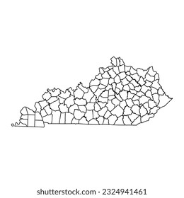 Mapa del estado de Kentucky con los condados. Ilustración vectorial.