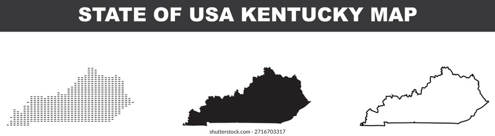 Mapa del estado de Kentucky en diferentes estilos sobre fondo blanco Mapas del estado de Estados Unidos