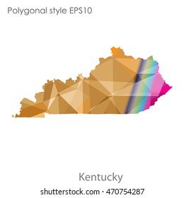 Kentucky state map in geometric polygonal style.Abstract gems triangle,modern design background. Vector illustration EPS10
