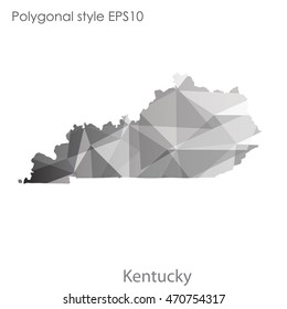 Kentucky state map in geometric polygonal style.Abstract gems triangle,modern design background. Vector illustration EPS10