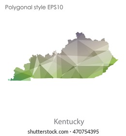 Kentucky state map in geometric polygonal style.Abstract gems triangle,modern design background. Vector illustration EPS10