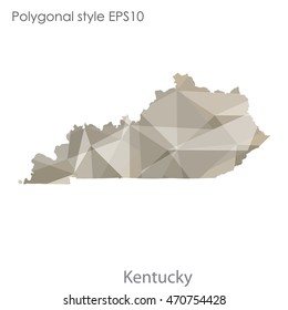 Kentucky state map in geometric polygonal style.Abstract gems triangle,modern design background. Vector illustration EPS10