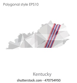 Kentucky state map in geometric polygonal style.Abstract gems triangle,modern design background. Vector illustration EPS10