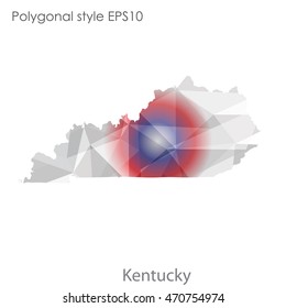 Kentucky state map in geometric polygonal style.Abstract gems triangle,modern design background. Vector illustration EPS10