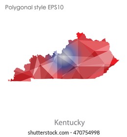 Kentucky state map in geometric polygonal style.Abstract gems triangle,modern design background. Vector illustration EPS10