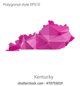 Kentucky state map in geometric polygonal style.Abstract gems triangle,modern design background. Vector illustration EPS10