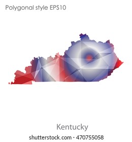 Kentucky state map in geometric polygonal style.Abstract gems triangle,modern design background. Vector illustration EPS10