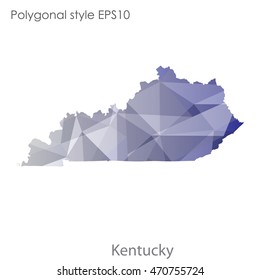 Kentucky state map in geometric polygonal style.Abstract gems triangle,modern design background. Vector illustration EPS10